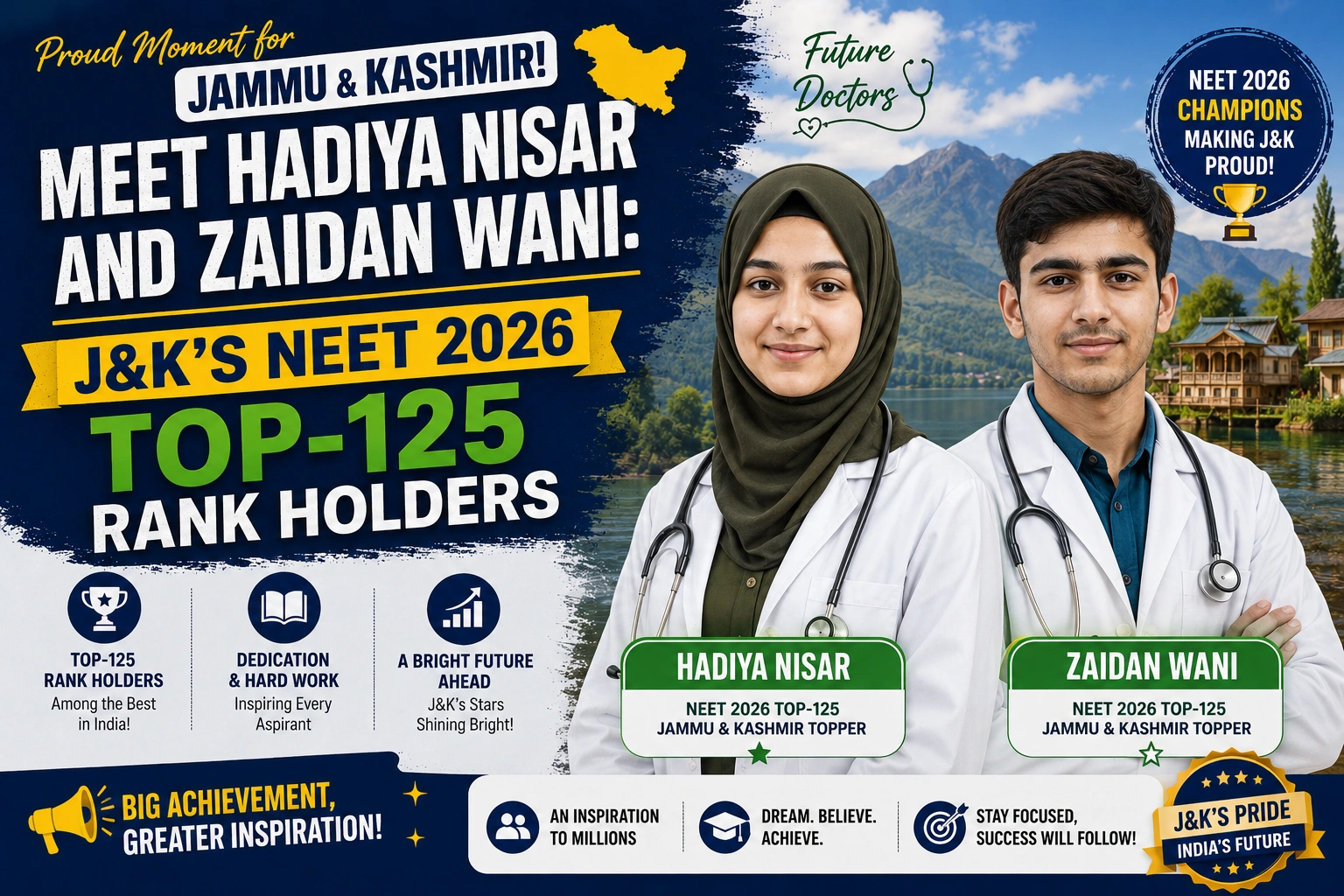 Meet Hadiya Nisar and Zaidan Wani-Jammu & Kashmirs NEET 2026 Top-125 Rank Holders